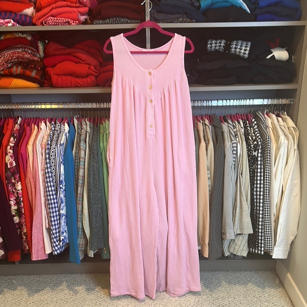 Ces femme pink sleeveless oversized jumpsuit size S NWOT